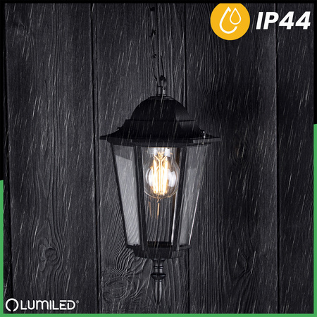 Vonkajšia závesná záhradná lampa E27 LATARNIA Black BELLIS LUMILED