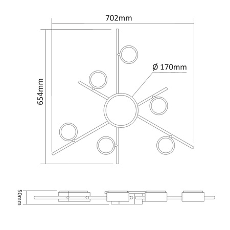 Luster Stropné svietidlo 6x GX53 9W 830lm 2700K, teplá biela čierny Povrchová montáž Videx