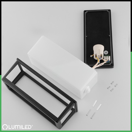 Záhradné svietidlo E27 Obdĺžnikové nástenné svietidlo DOMLO LUMILED Senzor pohybu