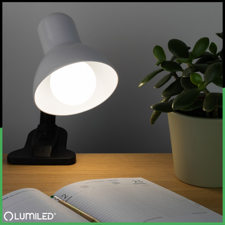 Nastaviteľná stolová lampa LIRIA Školské nočné svetlo E27 Clip White LUMILED
