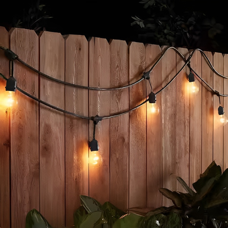 Záhradná vonkajšia svetelná reťaz Girland 10m 10x žiarovky E27 7W 4000K MALUS Lumiled
