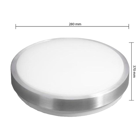 Plafond Stropné svietidlo 2x E27 Kúpeľňa Povrchová montáž 140° so snímačom pohybu IP44 Okrúhla strieborná Solen Masterled