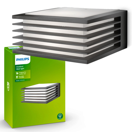 Záhradné nástenné svietidlo vonkajšie E27 IP44 antracitové tienidlá Philips