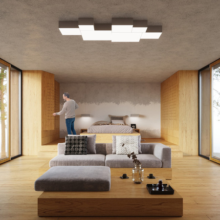 Stropné svietidlo Plafond 3x E27 Square Grey Minimalist Horus Sollux