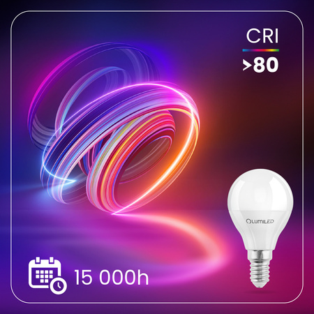LED žiarovka E14 Žiarovka 8W = 60W 880lm 6500K studená biela CCD 180° White LUMILED