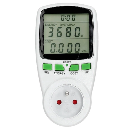 PMM1 Merač spotreby energie s meraním spotreby energie Emisie CO2 Náklady na energiu White Kobi