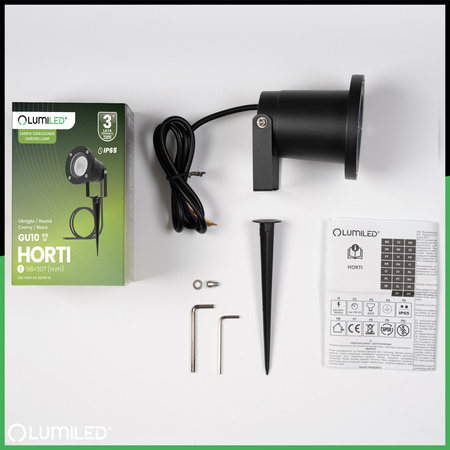 Záhradné svietidlo LED GU10 IP65 WATERPROOFED čierne s 1m káblom HORTI LUMILED
