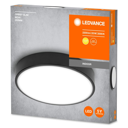 LED Plafond Povrchová montáž 20W 1500lm 3000K, teplá biela čierny 28cm Stropné Ledvance