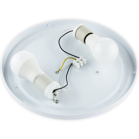 Plafond Stropné svietidlo 2x E27 Kúpeľňa Povrchová montáž 140° IP44 Okrúhla strieborná Solen Masterled