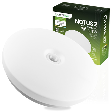 LED plafón Povrchová montáž 24W NOTUS 2 Round Motion Sensor IP44 33 cm LUMILED
