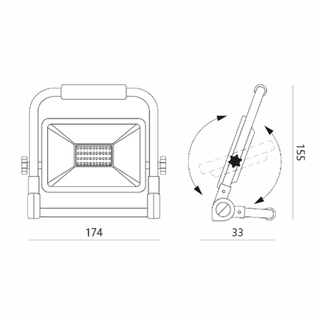 Svetlomet Prenosný 50W na statíve Rukoväť neutrálna biela farba 4000K Silný