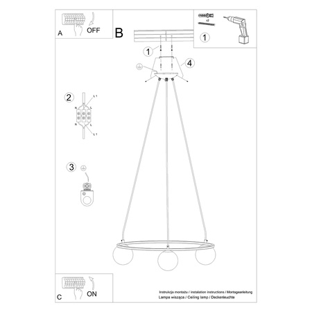 Stropné závesné svietidlo 3x G9 Luster Geometrický čierny Moderný Yoli Sollux