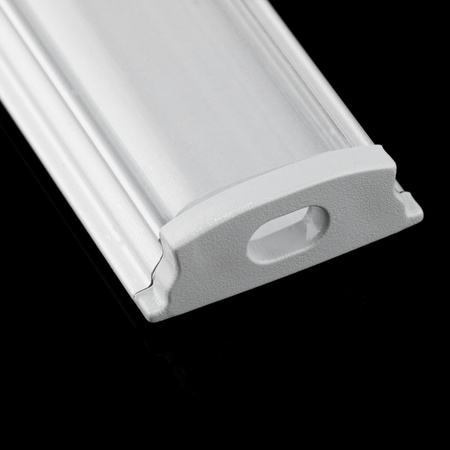Hliníkový profil pre LED KM34 Silver Povrchová montáž 1m + Priehľadný kryt + Koncové krytky