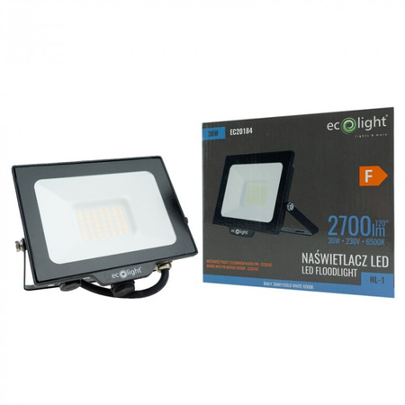 LED reflektor 30W 2700lm 6500K studený IP65 NL-1 Ecolight