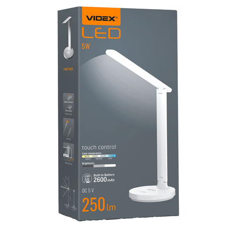LED 5W 250lm 5000K studená biela stmievateľná stolová lampa Videx