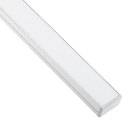 eloxovaný hliníkový profil pre LED KM35 Silver Povrchová montáž 1m + Mliečny kryt + Koncové krytky