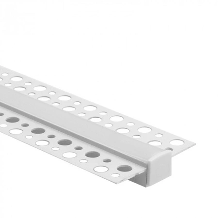 Hliníkový LED profil pre sadrokartón REGIPS zapustený Skrytý biely 2 m s tienidlom z mliečneho skla pre LED pásy + krytky Ecolight série GP