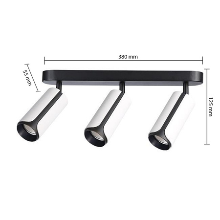 Spot Tuba Stropné svietidlo Reflektor Halogénové svietidlo 3x GU10 Pohyblivé Čierne Biele Sento Masterled