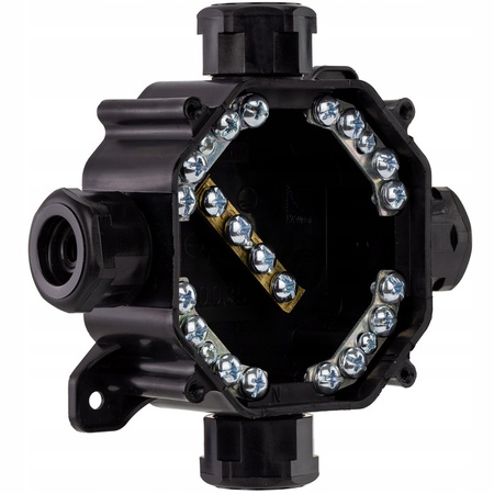 PG16 75x75x33mm Hermetická inštalačná krabica na povrch s vývodkami čierna PAWBOL