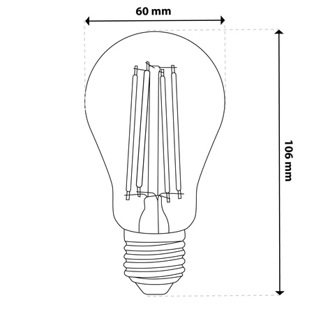 6x LED žiarovka E27 A60 3,8W 840lm = 60W 2700K teplé 360° vlákno CLASS A LUMILED