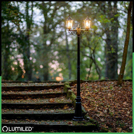 Záhradná stojaca LED lampa na stĺp 2m 2x E27 Vonkajšia dekoratívna lampa BELLIS LUMILED