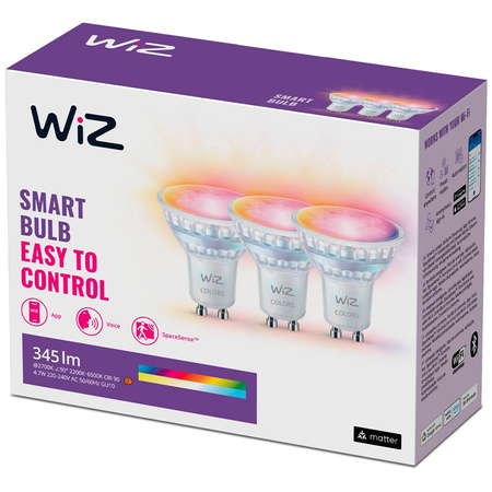 3x LED GU10 reflektor PAR16 4,7W = 50W 400lm 2200-6500K RGB + TW Smart SMART WiFi Bluetooth App WiZ