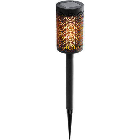 LED solárna záhradná pochodeň Vonkajší stĺp 1,2 W 1600K, teplá biela so súmrakovým senzorom IP44 čierna Masterled