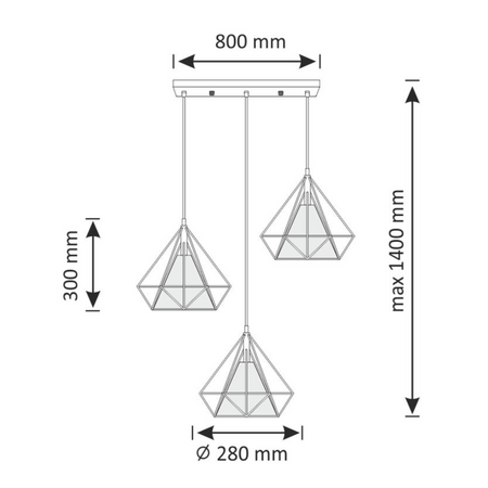Dekoratívne závesné stropné svietidlo 3x E27 biele čierne Hira Sanico Goldlux