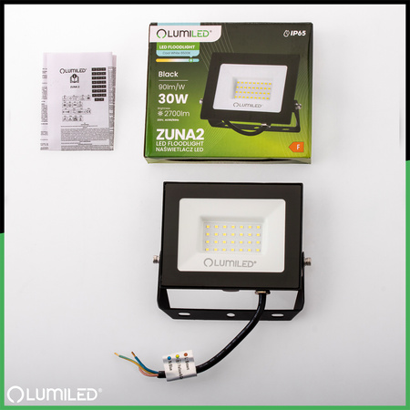 LED reflektor ZUNA2 30W 2700lm 6500K IP65 Black LUMILED