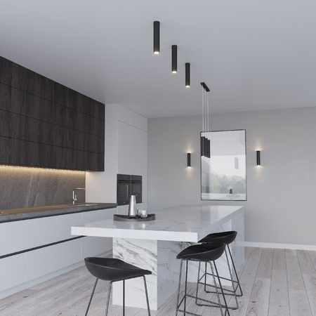 Stropné závesné svietidlo s presahom GU10 Tubular Black Modern Lagos Sollux