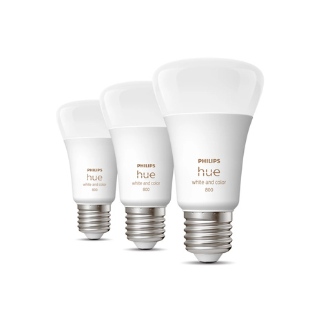 3x LED žiarovka E27 A60 9W = 60W 806lm 2000-6500K CCT + RGB SMART Smart Bluetooth ZigBee White and Color Ambiance Philips HUE