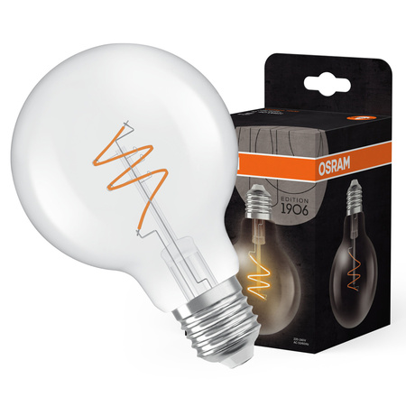 Dekoratívna LED žiarovka G80 Sphere E27 4,6W = 40W 470lm 2700K teplá biela CRI90 300° Dimmable Vintage 1906 Osram