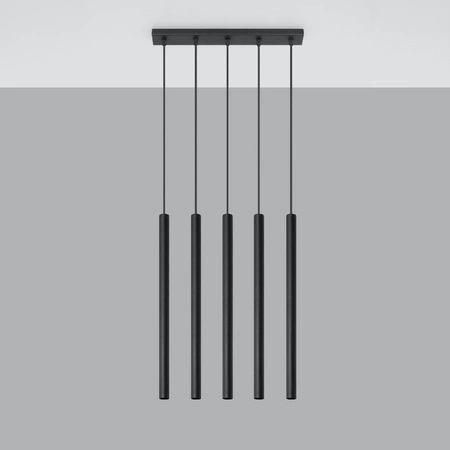 Závesné stropné svietidlo Tuba 5x G9 Tubular Hanging Black Moderné svietidlo Sollux