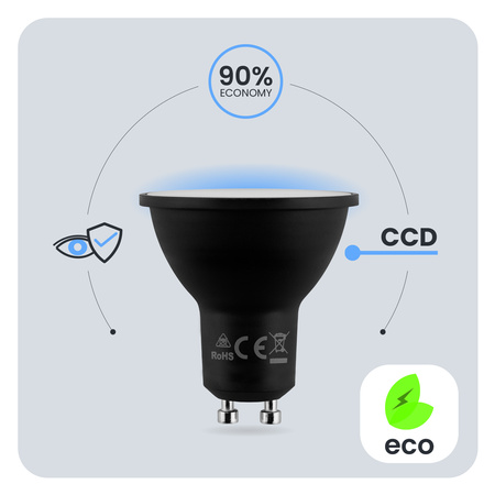 LED GU10 reflektor PAR16 6W = 50W 580lm 4000K, neutrálna biela 120° Čierna LUMILED