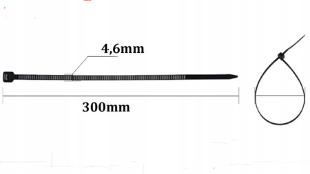 Káblové pásky 4,6x300 mm čierne UV TRACKS Zipové pásky OK-46300B .MORE 100 ks.