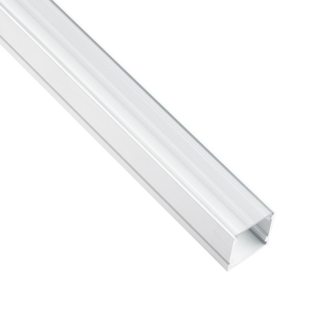 eloxovaný hliníkový profil pre LED KM38 Silver Povrchová montáž 1 m + priehľadný kryt + koncovky