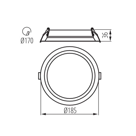 Zapustené LED svietidlo na zapustenie 21W 2310lm 3500K, teplá biela CRI90 90° Round Black TIBERI Kanlux