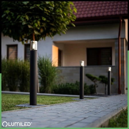 Vonkajšie stojace stĺpy Záhradné svietidlo pre žiarovku E27 Čierne sklo IP54 60 cm SALVIA LUMILED