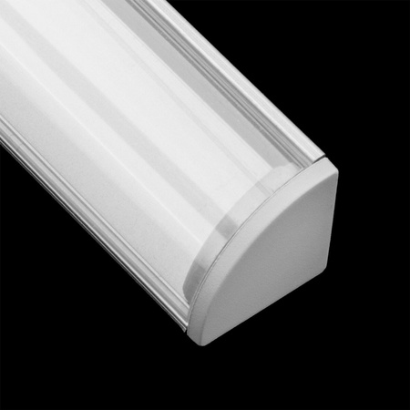 Hliníkový profil pre LED KM55 Silver corner 1m s priehľadným difúzorom a koncovkami