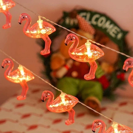 Solárna záhradná dekoratívna svetelná reťaz Flamingos 10 LED Cold
