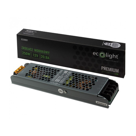 Modulárny napájací zdroj pre LED SLIM pásky 250W 12V 20,83A IP20 PREMIUM Ecolight