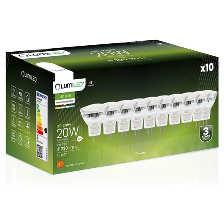 10x LED žiarovka GU5.3 Reflector MR11 2,5W = 20W 220lm 4000K neutrálna biela 120° LUMILED