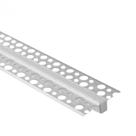 Hliníkový LED profil pre sadrokartón REGIPS Zapustený eloxovaný 2m s tienidlom z mliečneho skla pre LED pásy + krytky Ecolight GPW series