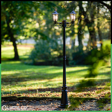 Záhradná stojaca LED lampa na stĺp 2m 2x E27 Vonkajšia dekoratívna lampa BELLIS LUMILED