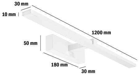 Svietidlo nad zrkadlo VENUS Kúpeľňové nástenné svietidlo LED 24W 1680lm Biele neutrálna biela 120cm