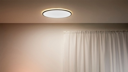 Plafond LED stropné svietidlo na povrchovú montáž 22W 2450lm 2700-6500K TW 43cm čierne okrúhle Smart SMART WiFi Bluetooth App Superslim WiZ