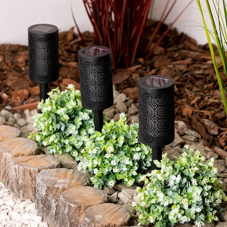 LED solárna záhradná pochodeň Vonkajší stĺp 1,2 W 1600K, teplá biela so súmrakovým senzorom IP44 čierna Masterled