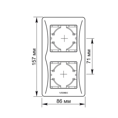 Horizontálny rám pre zásuvky na povrchovú montáž Dvojitá biela BINERA VIDEX