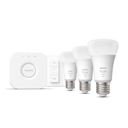3x LED žiarovka E27 A60 9,5W = 75W 1055lm 2700K teplá biela SMART Smart Bluetooth ZigBee White + Bridge Bridge + Regulátor PILOT Philips HUE Starter Kit