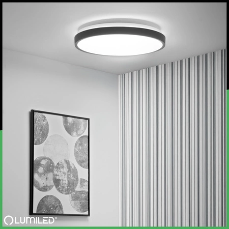 LED stropný plafón s povrchovou montážou 24W 4000K CELIS Round IP44 Black Ring ALS LUMILED
